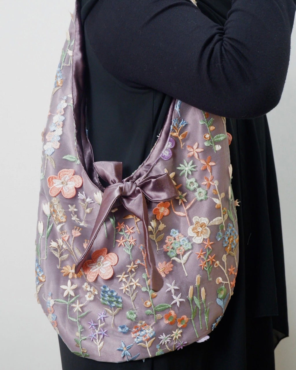 Violet Garden Embroidery Bag